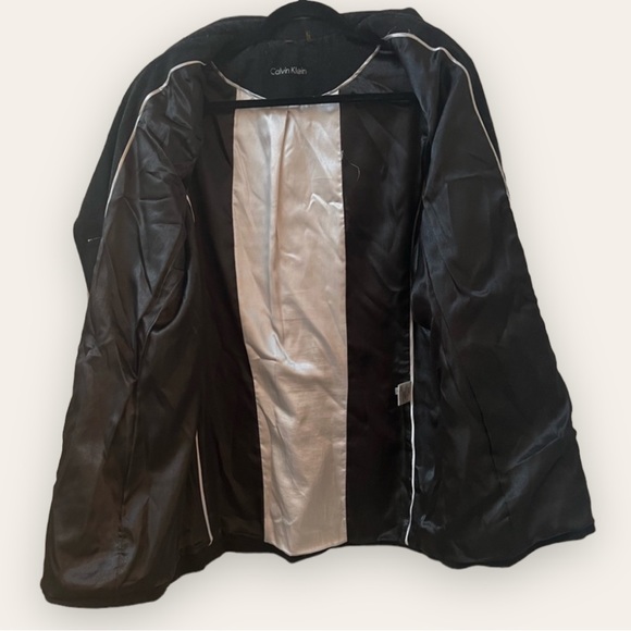 CALVIN KLEIN - Double Breasted Wool Blend Classic Pea Coat BLACK Blazer Jacket - Picture 6 of 10